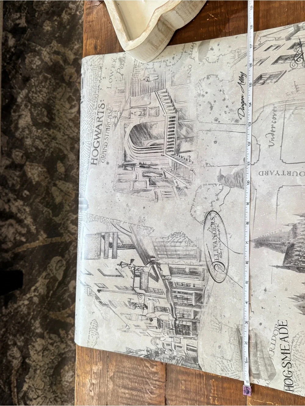 Harry Potter Vintage-Style Cream and Gray Map & Icons Wallpaper.